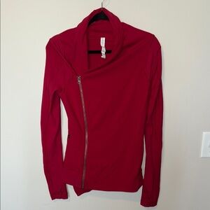 Lululemon Bhakti Yoga Jacket Red Womens 6 Nylon Stretch Zipper Pockets Athletic